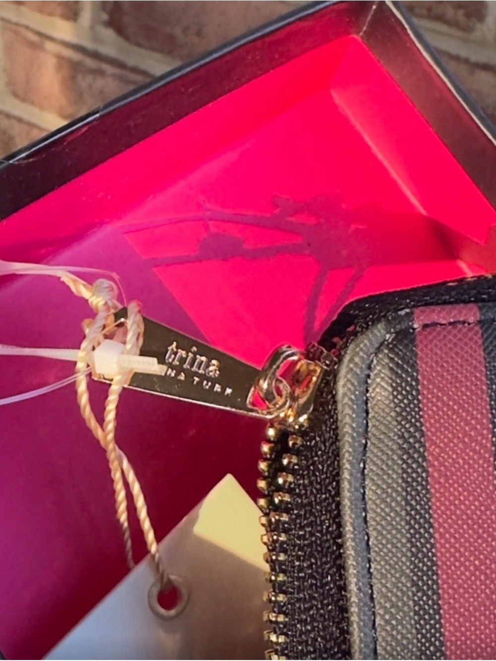 Trina Turk Striped Zip Wallet in Red, Pink, Purple, Black - Picture 2 of 5